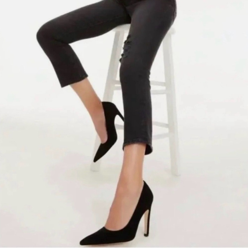 Good American Black Pointed-Toe Stiletto Heels